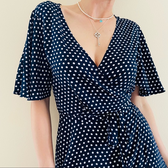 New Skye Grace Polka Dot Side Tie Wrap Cover Up Dress - Picture 5 of 14